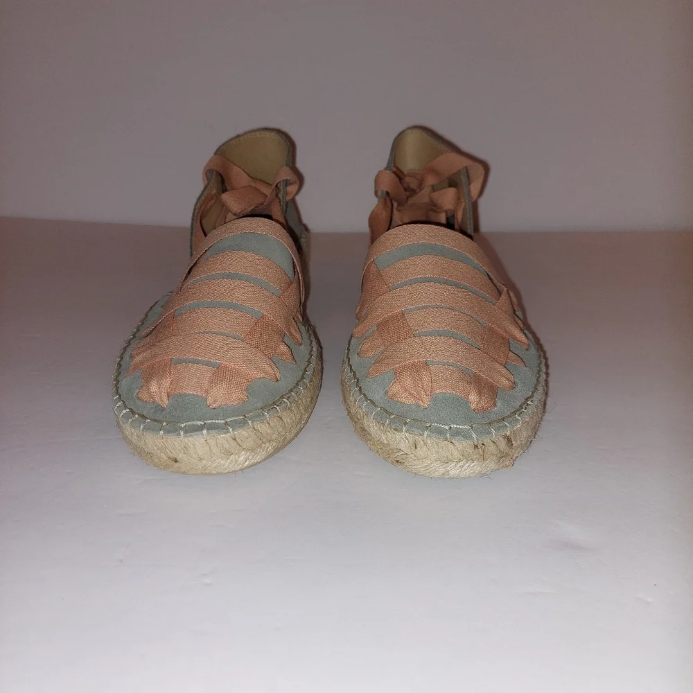 Free People Heat Wave Wrap Espadrille Green Salmon Womens Size 40/9-9.5